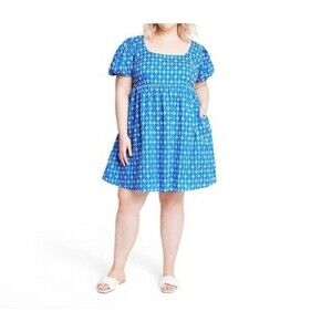 Rhode  Blue White Eyelet Babydoll Dress Whimsy Boho Cottagecore XXL plus size